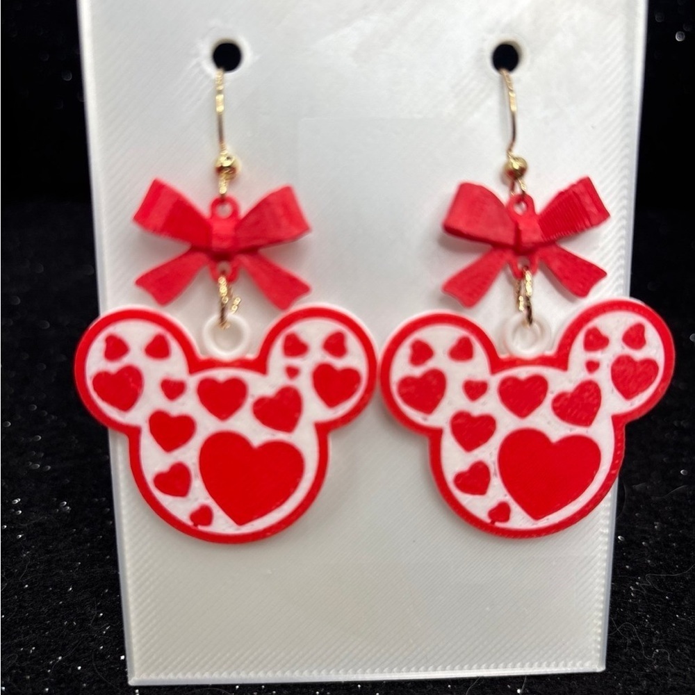 Mouse Heart Earrings
with Red Bows - Picture 3 of 4
